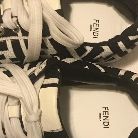 FENDI Sneakers Roma Black/White FF Tech Fabric lace-up🇮🇹 - Picture 4 of 11